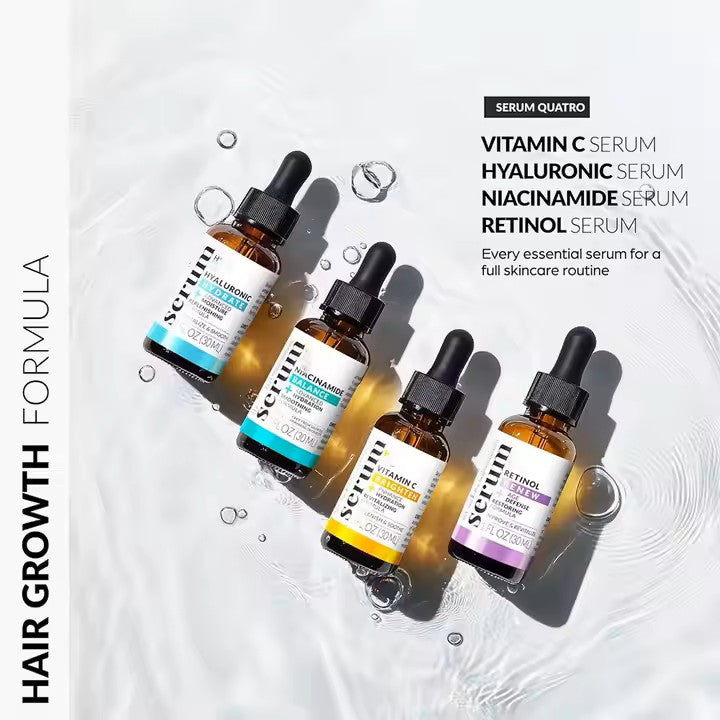 Set de 4 piezas para el cuidado de la piel: incluye vitamina C, retinol, ácido hialurónico y niacinamida, antienvejecimiento, aclaramiento de la piel, hidratante, reducción de arrugas.